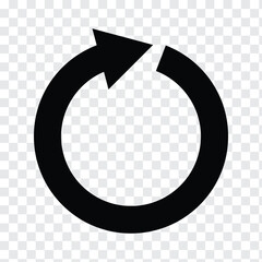 Transparent PNG available repeat arrow button, refresh icon, circle arrow, rotation sign with white background.	