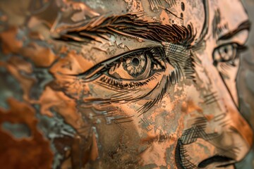 Detailed shot of a person's face on a statue. Suitable for historical and cultural concepts
