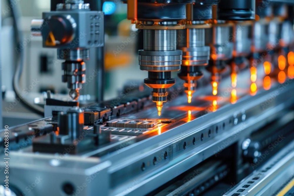 Poster a machine in action, suitable for industrial or technology concepts