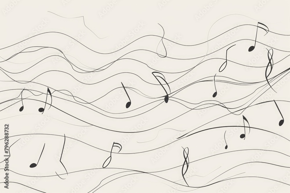 Poster a detailed drawing of musical notes on a sheet of paper. perfect for music-related projects