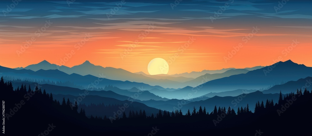 Wall mural Sunset over mountain peaks