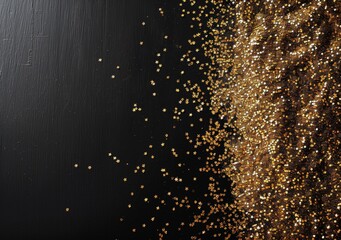 Black background with golden glitter particles