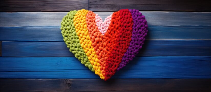 Heart crochet on wood