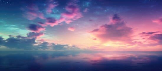 Ocean sunset with clouds and stars - obrazy, fototapety, plakaty