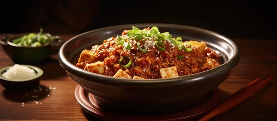 Bowl of noodles with chopsticks and dipping sauce