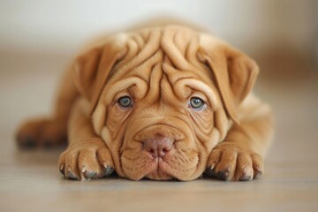 Cute Sharpei Puppy - Fluffy Canino Baby Breed with Curious Eyes and Curled Tail, Best Friends
