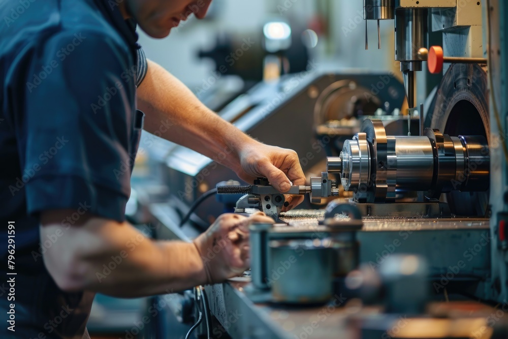 Poster A man working on a machine in a factory. Suitable for industrial concepts