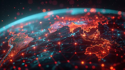 Obraz premium Visualize a high-tech global supply chain operation with satellite views showing real-time tracking of shipments.