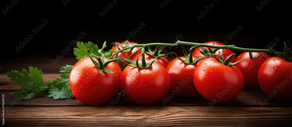 Aufkleber close-up of assorted ripe tomatoes on a rustic wooden surface