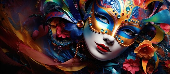 Colorful flower mask close up - obrazy, fototapety, plakaty