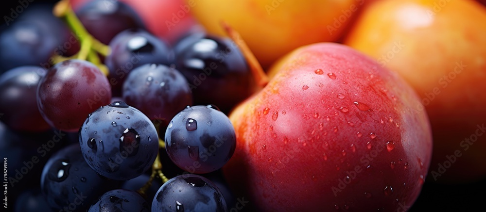 Poster assorted mixed fruits on a table