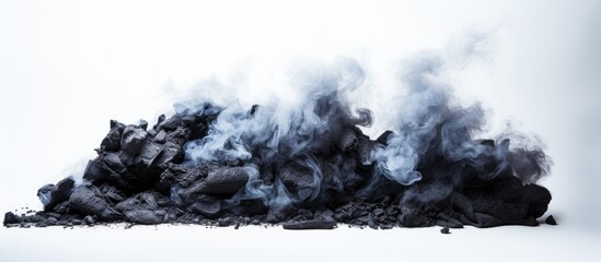 Naklejka premium Smoke rising from a charcoal pile