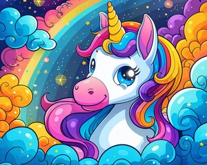A whimsical unicorn character awaits in this delightful kids activity, where connecting the dots leads to a magical coloring adventure 8K , high-resolution, ultra HD,up32K HD - obrazy, fototapety, plakaty