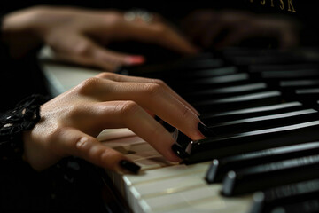 Fototapeta na wymiar Close up image of person playing piano making music made by generative ai technology