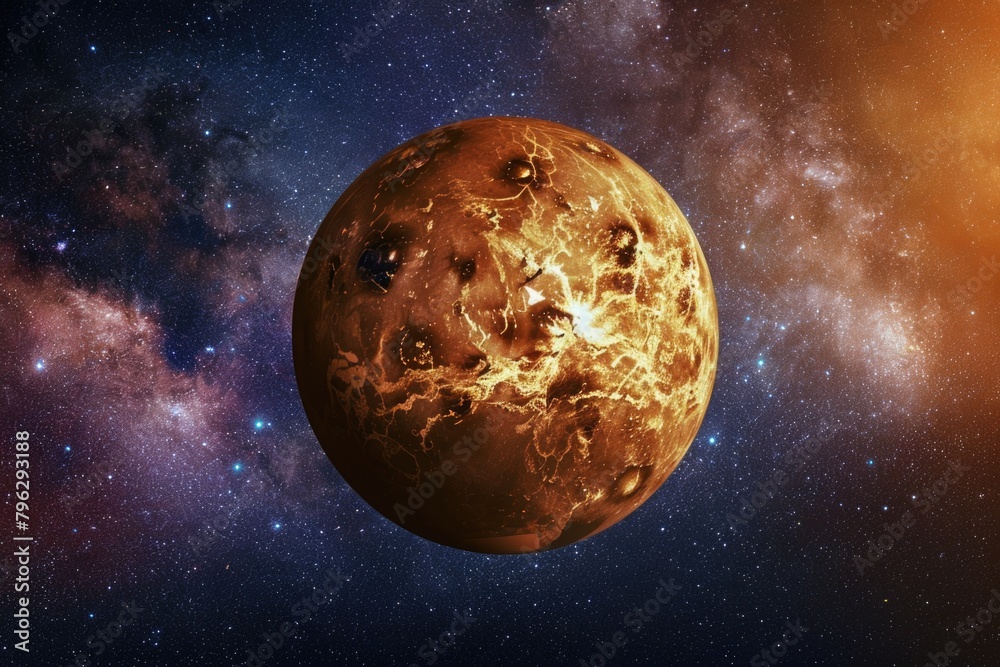 Poster a stunning image of a planet in outer space. perfect for scientific presentations