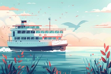 Ferry, illustration style