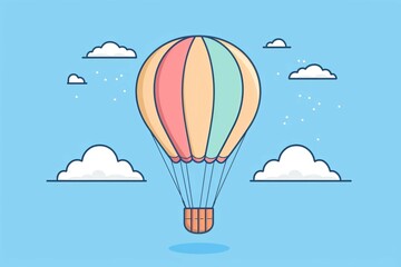 Obraz premium Hot air balloon, illustration style
