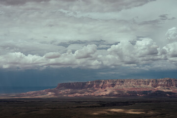 Panoramic view on the desert rocks and mesas in the Arizona desert, USA