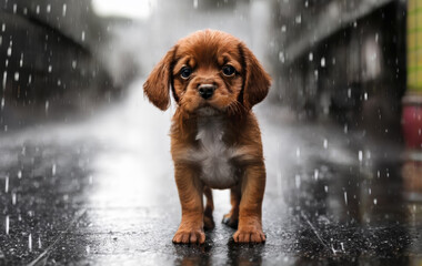 Lonely Puppy in the Rain: A Heartfelt Scene