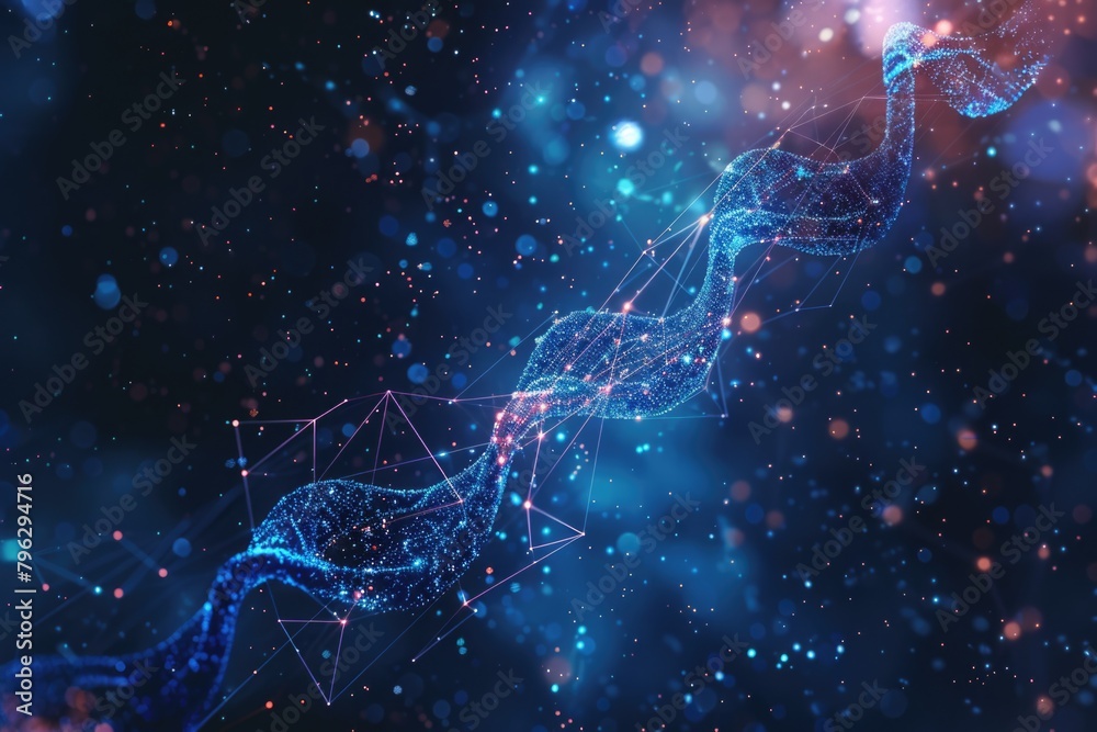 Poster detailed digital image of a dna structure, suitable for scientific projects