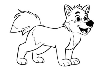 Basic cartoon clip art of a Dog, bold lines, no gray scale, simple coloring page for toddlers
