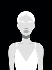 Woman Pop Art Poster Minimalist Paint Black White Color Vector Flat