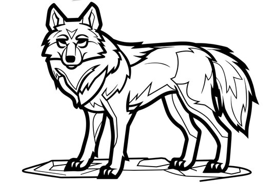 recommend clip art: Basic cartoon clip art of a Wolf, bold lines, no gray scale, simple coloring page for toddlers