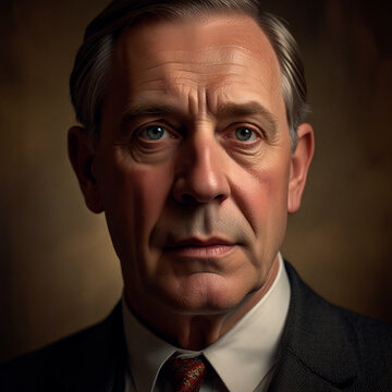 Portrait of a Distinguished 1930s Gentleman Wearing a Classic Suit and Tie