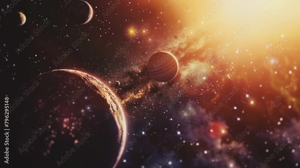 Poster group of planets in the sky, suitable for science or astronomy concepts