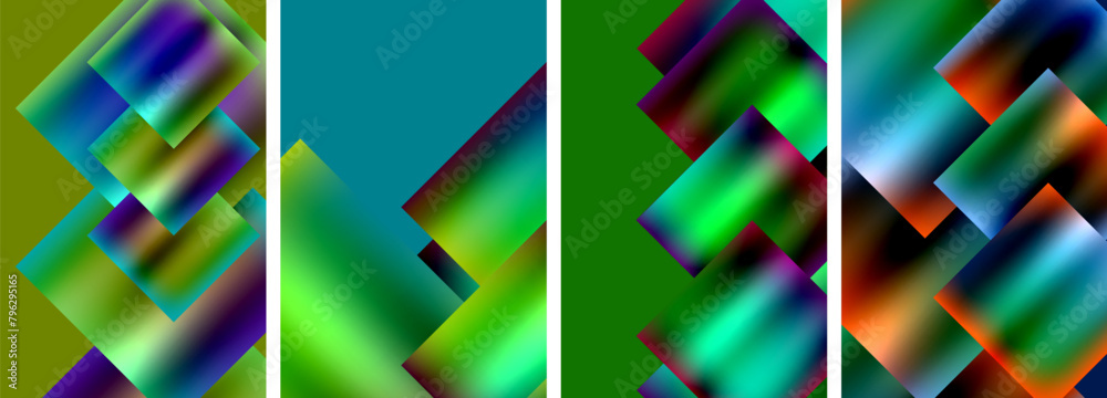 Poster four different colored squares are lined up in a row High quality