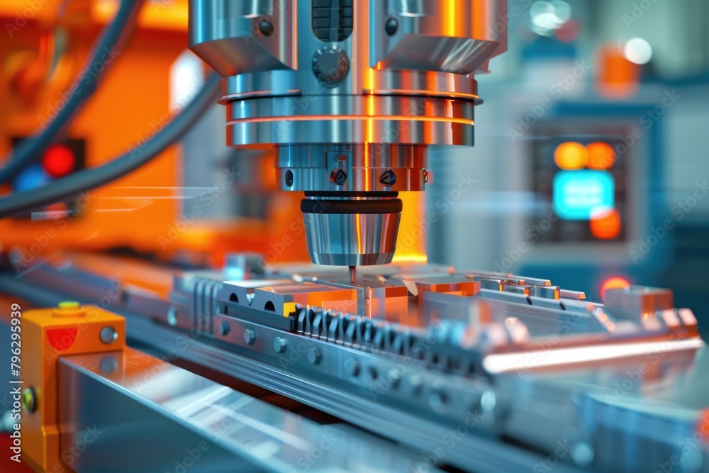 Poster detailed close up of a machine in a factory. ideal for industrial concepts