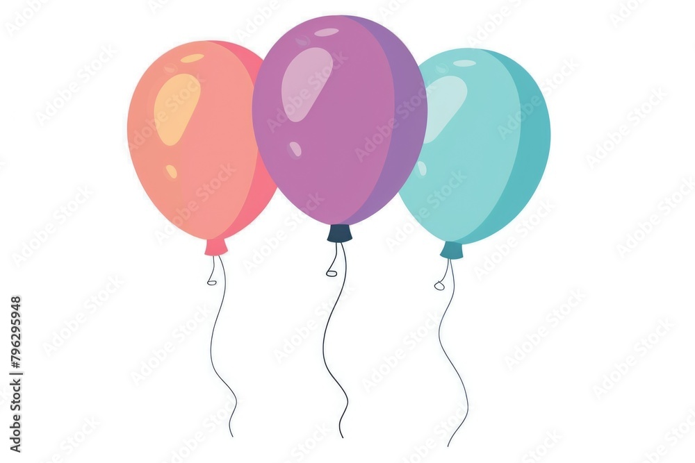 Poster a group of three balloons floating in the air. perfect for party invitations or celebration concepts