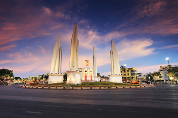 Fototapeta na wymiar The Democracy Monument (Anu Sawari Prachathipatai) is a public monument in the city center of Bangkok, capital of Thailand 
