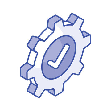 recommend clip art: Tick inside cogwheel, concept isometric icon of verified settings