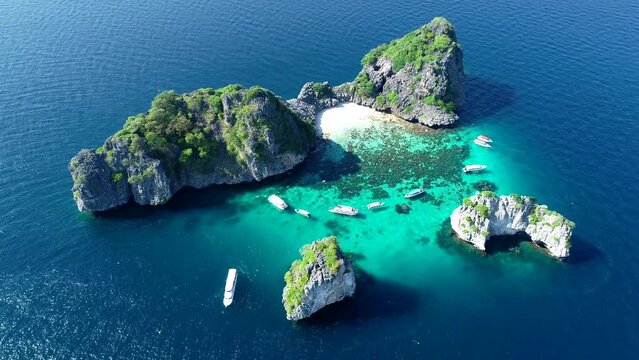 Aerial view of Koh Haa islands in Krabi, Thailand