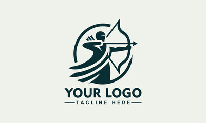 archery logo vector sport athletic logo academy sign symbol silhouette warrior archery simple design bow and arrow