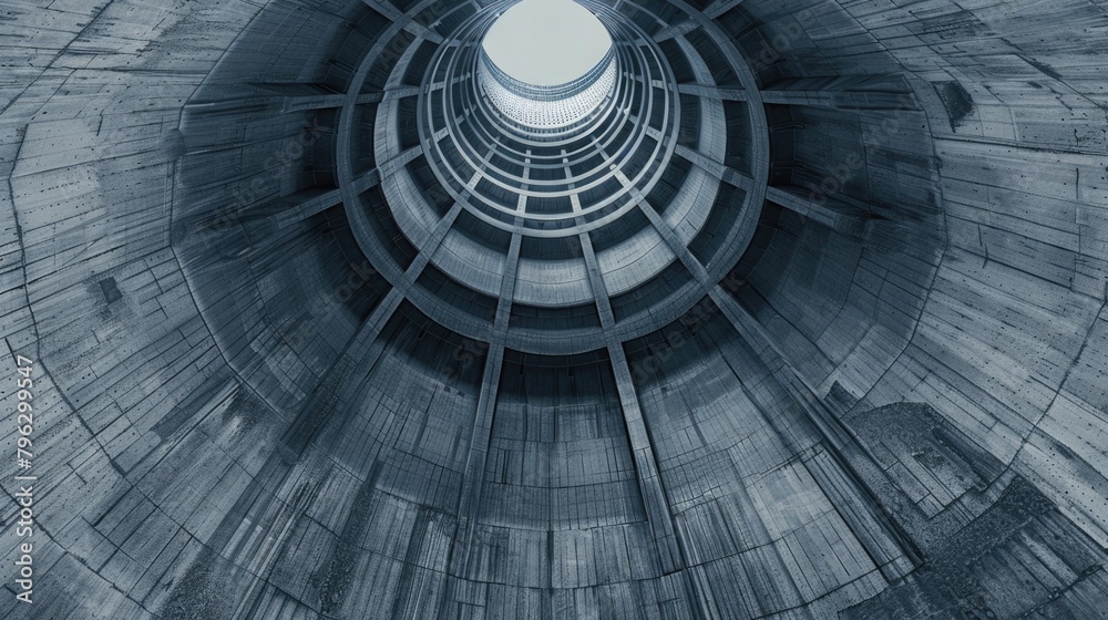 Aufkleber circular concrete structure with a skylight, suitable for architectural and industrial concepts