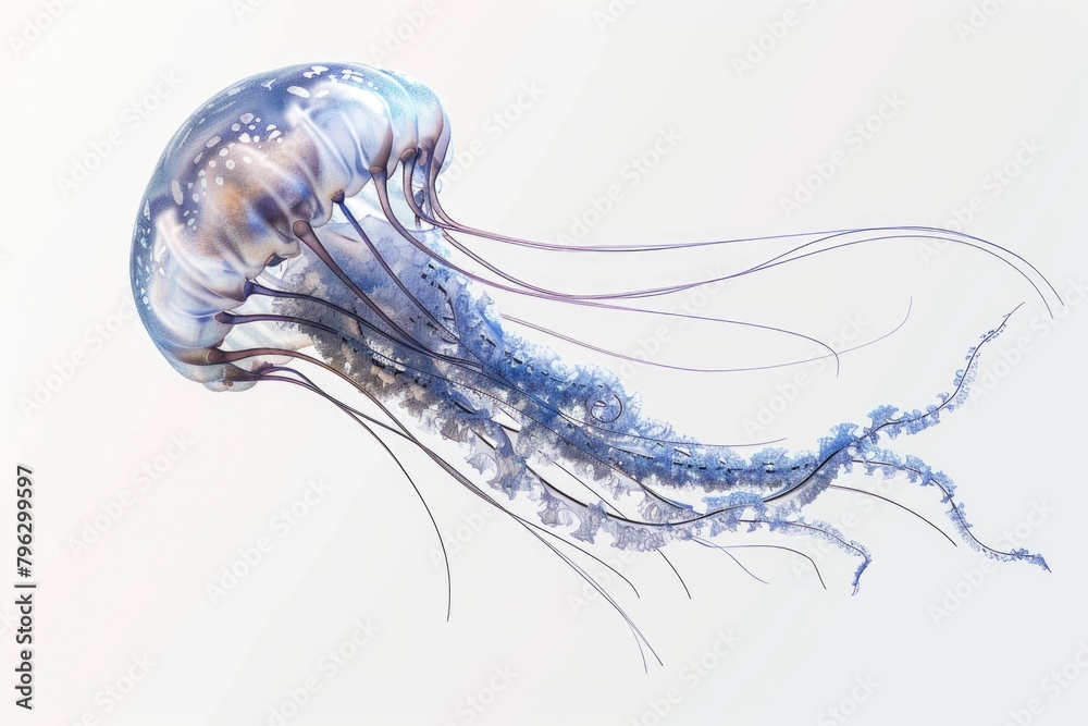 Poster a serene image of a jellyfish gracefully floating in the water. ideal for nature and marine-themed p