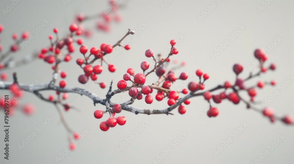 Aufkleber close up of a branch with red berries. suitable for nature backgrounds
