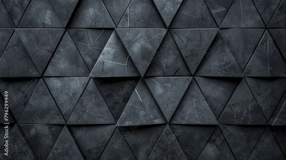 Wall mural A black wall covered in triangles, suitable for modern design projects