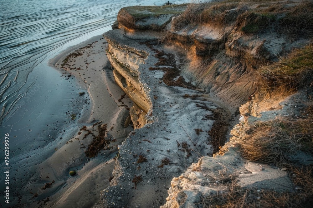 Poster a stunning view of the ocean from a cliff. perfect for travel websites