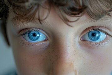 Close up of a child with striking blue eyes, suitable for various creative projects