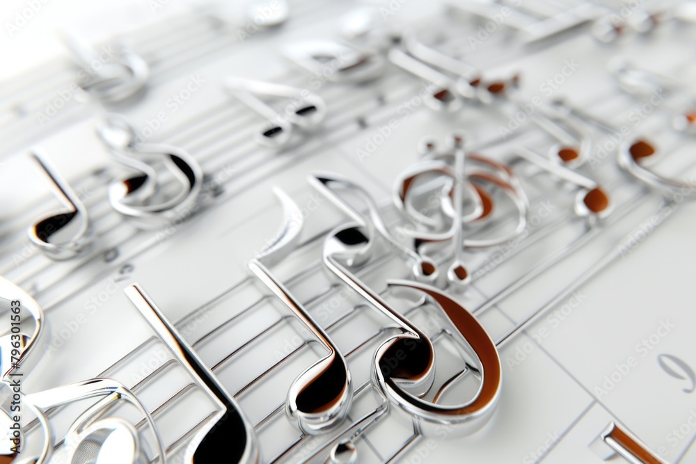 Poster musical notes arranged on a sheet, ideal for music-related projects