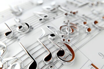 Musical notes arranged on a sheet, ideal for music-related projects