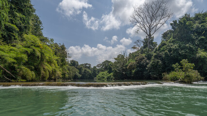 Landscape of the Usumacinta river, the international geographic border between Mexico and Guatemala.