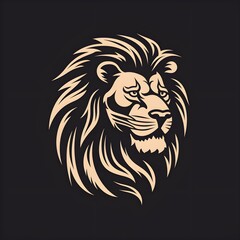 Lion head illustration logo, Generative AI