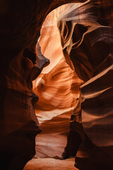 The beautful natural gorges and narrow passages of the Antelope Canyon, Arizona