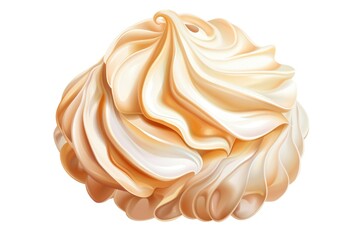 A single whipped cream ball on a plain white background. Perfect for food or dessert related designs - obrazy, fototapety, plakaty