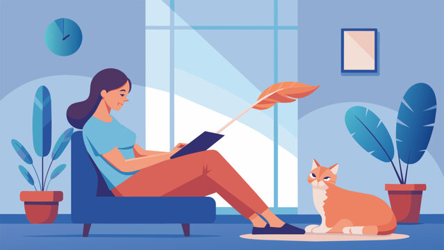 On a lazy Sunday afternoon a contented cat lounges on her owners lap as they play a game of peekaboo with a feather wand. The room echoes with