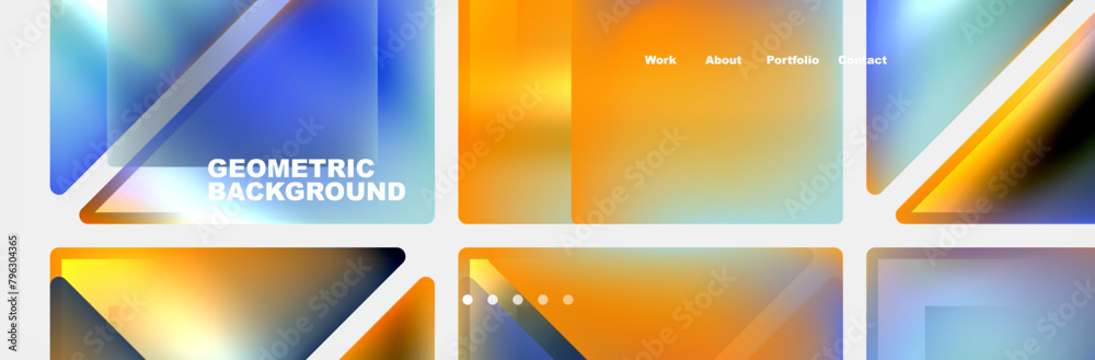 Poster a colorful collection of geometric backgrounds featuring triangles in shades of amber, orange, and e